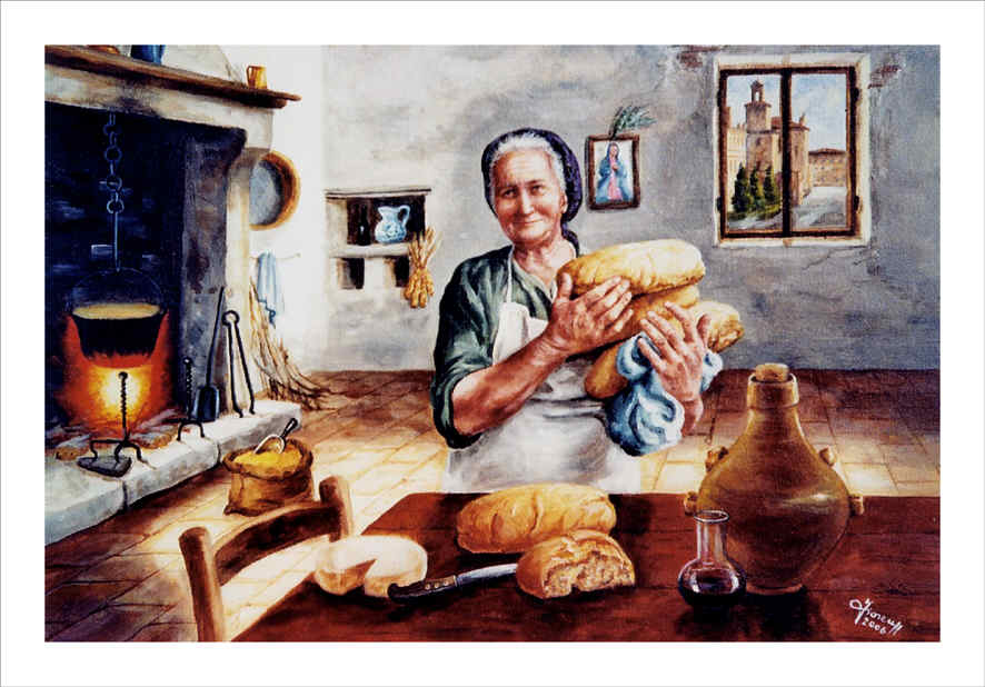 Donna che porta il pane